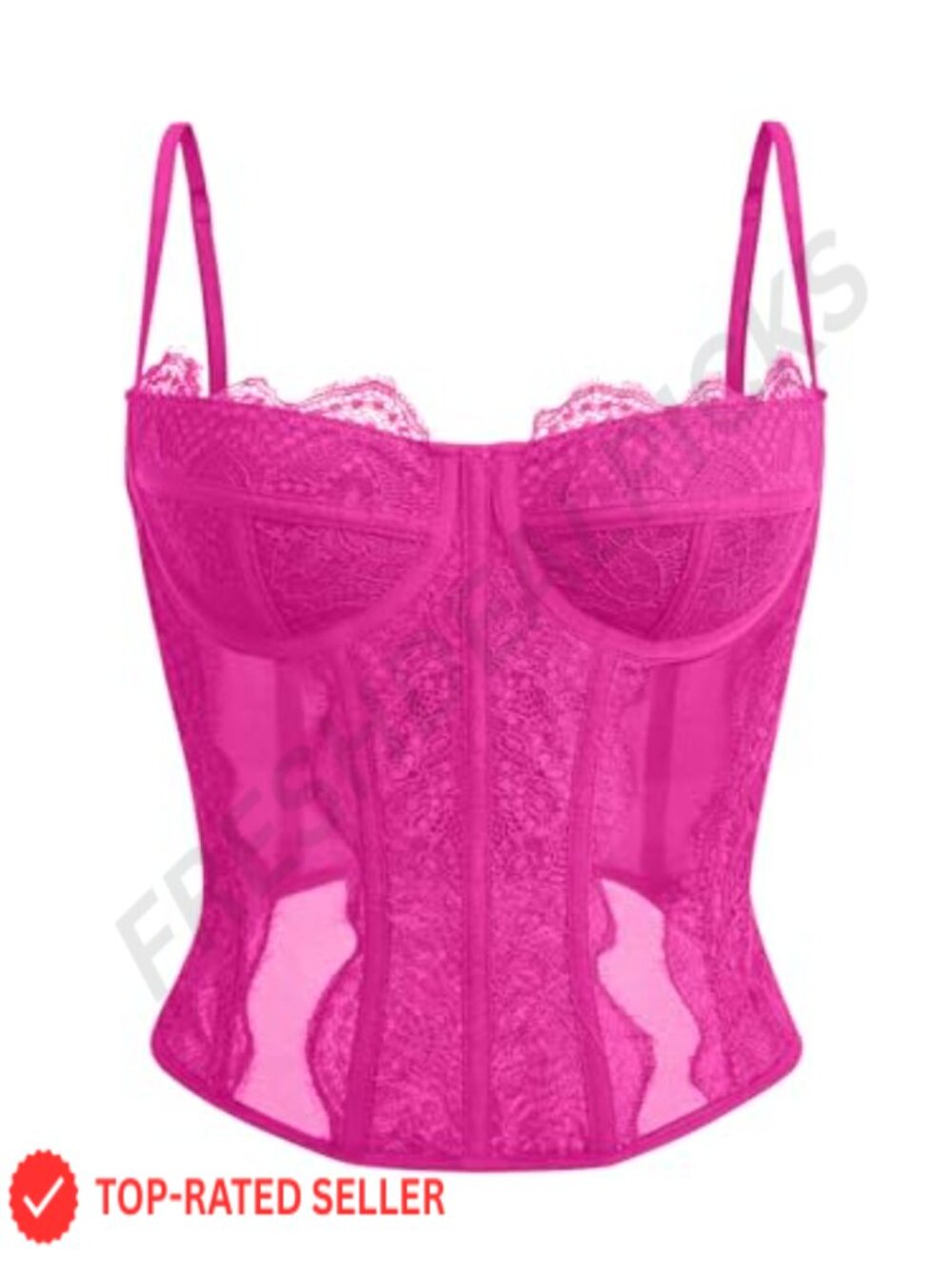 Spaghetti Strap Lace Patchwork Corset Top Slim Fit Backless Bustier